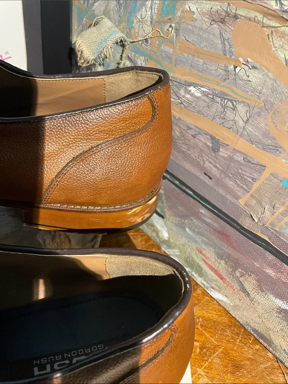 Gordon Rush Brown Pebbled Leather Derby Shoes